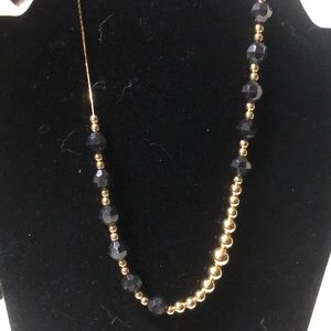 VINTAGE asymmetrical mix bead necklace gold black
